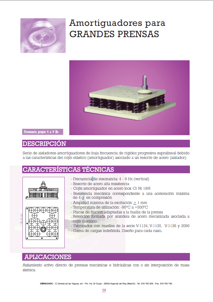 Cat�logo de Suspensiones metalicas Amortiguadores para prensas