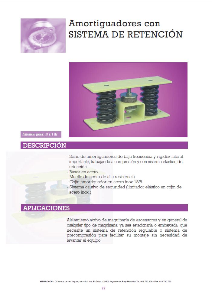 Cat�logo de Suspensiones metalicas Amortiguadores con retenci�n