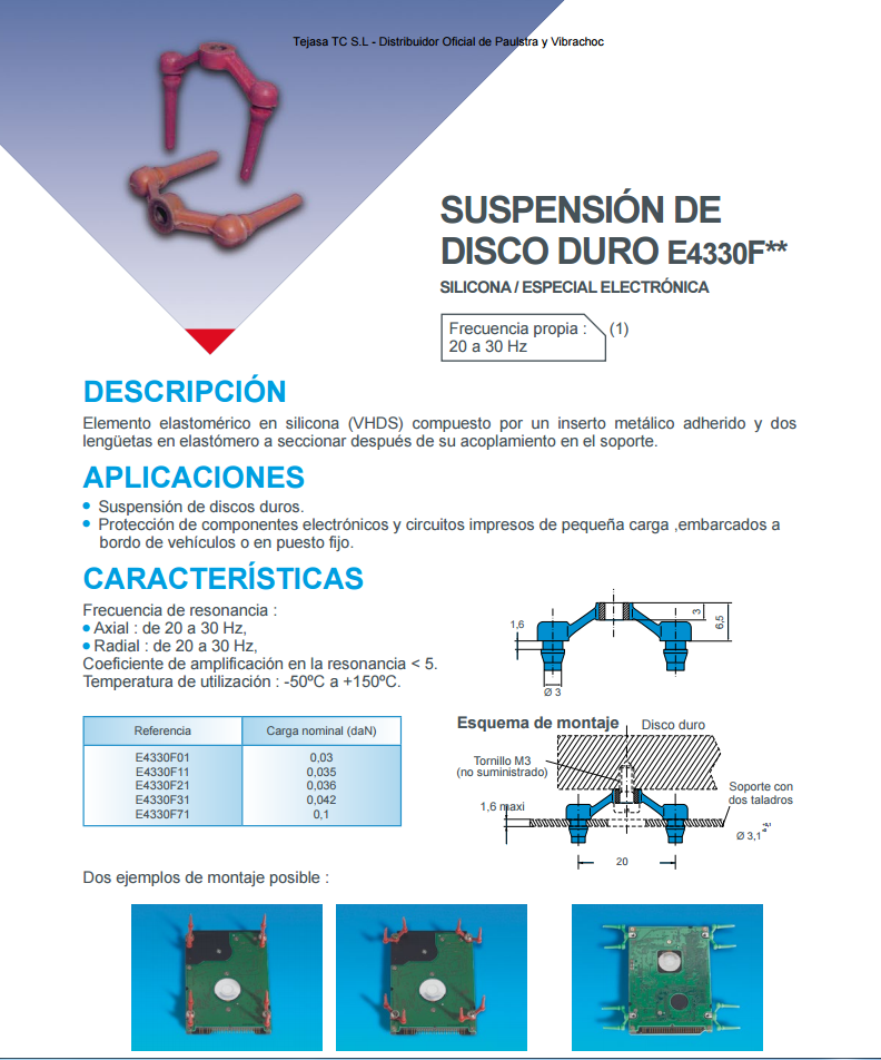 Cat�logo de Suspensiones elasticas Suspension de disco duro E4330F