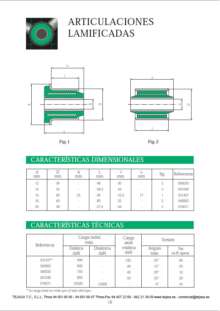 Cat�logo de Articulaciones elasticas Articulaciones lamificadas