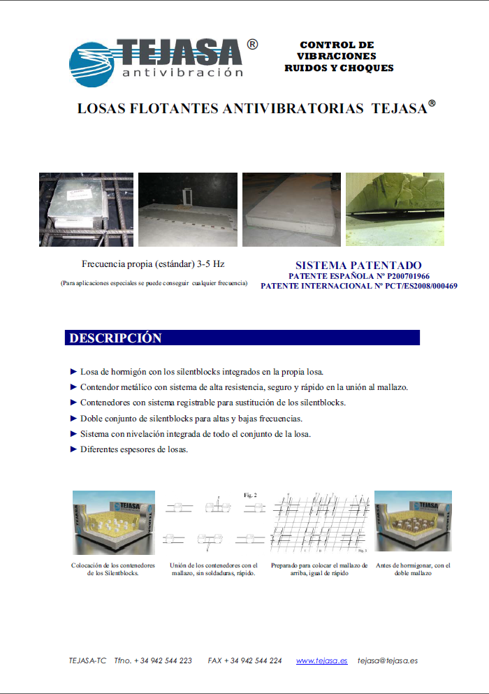 Cat�logo de Suspensiones metalicas Losa flotante antivibratoria