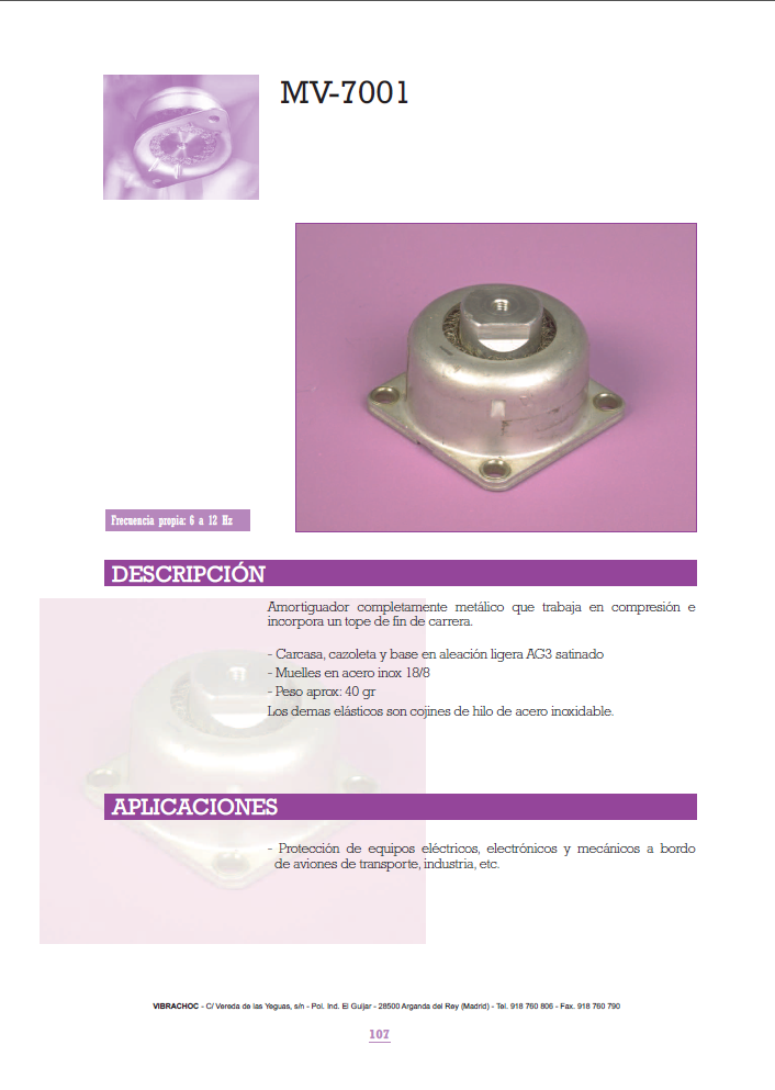 Cat�logo de Suspensiones metalicas MV-7001