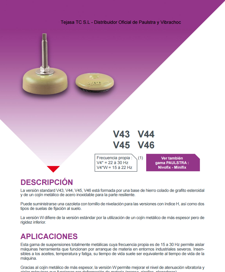 Cat�logo de Suspensiones metalicas V43,V44, V45, V46