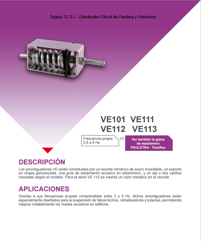 Cat�logo de Suspensiones metalicas VE101, VE111, VE112, VE113
