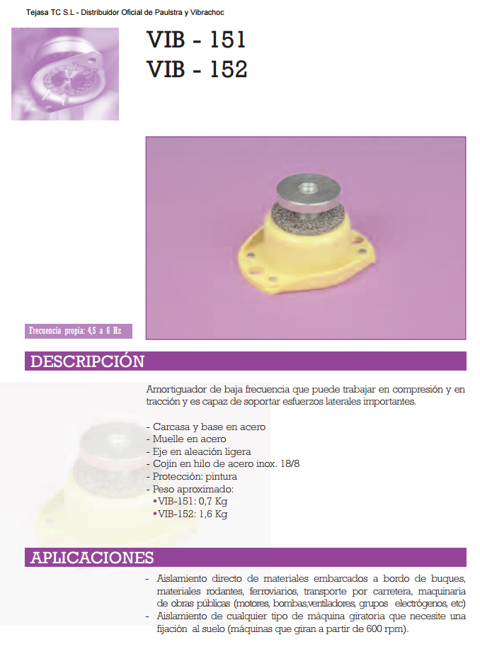 Cat�logo de Suspensiones metalicas V1B-151,V1B-152