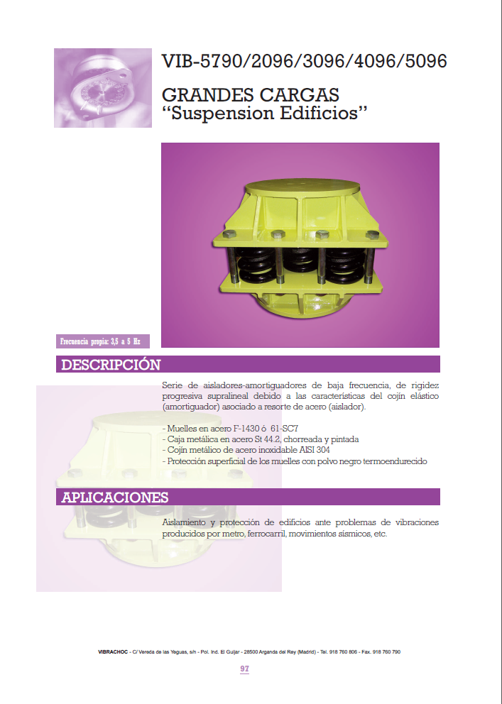 Cat�logo de Suspensiones metalicas VIB-5790 grandes cargas