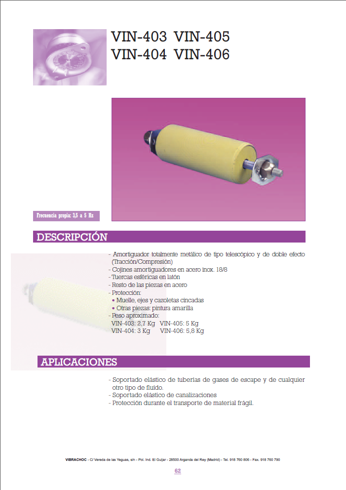 Cat�logo de Suspensiones metalicas VIN-403,404,405,406